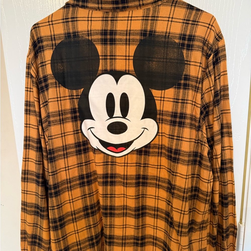 Disney Mickey Mouse Yellow and Black Plaid Button-up Shirt
